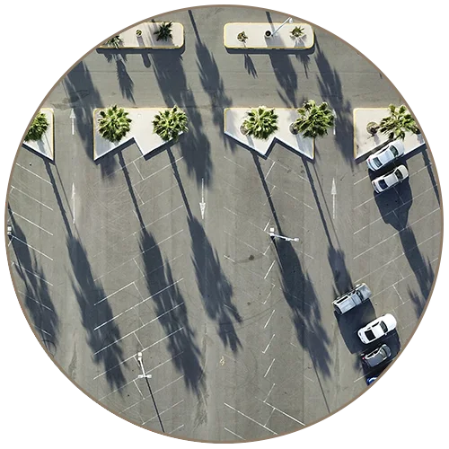 aerial view of modern concrete parking lot