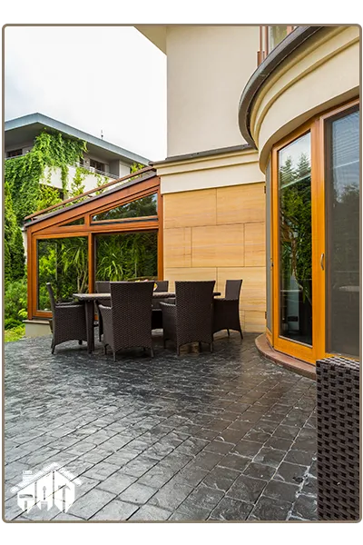 elegant & modern concrete printed patio with sleek design