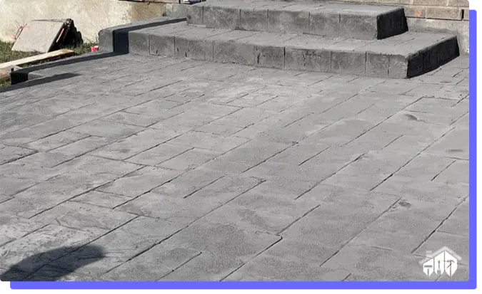 close up shot of stamped concrete by milestone